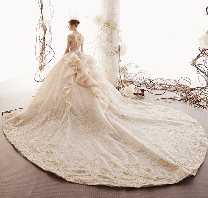 royal cathedral train wedding gowns